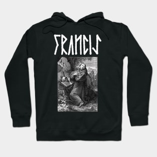 Saint Francis of Assisi Gothic Runes Hardcore Punk Hoodie